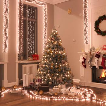 Tira de Luces de Racimo con 2000 LED Adorno Navideño PVC 17 m Color Azul y Verde Oscuro, Blanco Frío y Verde Oscuro, Multicolor y Verde Oscuro, Blanco Cálido y Verde