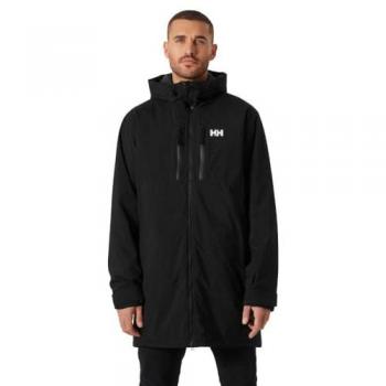 Parka Helly Hansen Insulated negra para hombre, talla L, con capucha y diseño impermeable