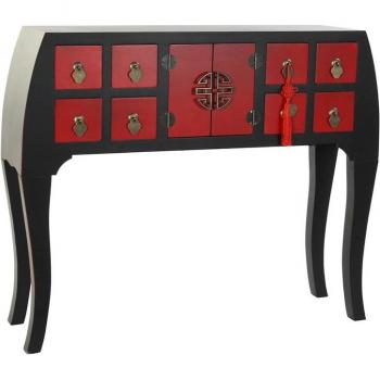 Consola de diseño en abeto y MDF con acabado negro - 98,5 x 27 x 80 cm
