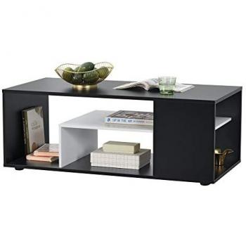 Mesa de Centro Osby Rectangular con Estante Inferior 41 x 110 x 50 cm - Negro y Blanco