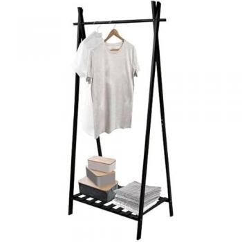 Perchero de Pie Nordic Madera Blanco con Estructura de Bambú Resistente y Baldas de Madera - Estilo Escandinavo 1 o 2 Baldas