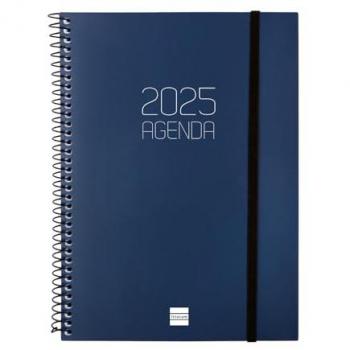 Finocam - Agenda Espiral Opaque 2025 Semana Vista Horizontal Azul Enero 2025 - Diciembre 2025 (12 meses) Español
