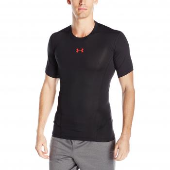 Under Armour UA HG Armour Supervent SS Camiseta de Manga Corta, Hombre, Negro y Rojo, S