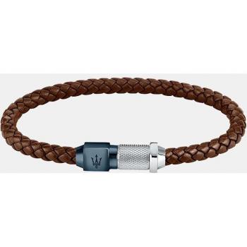 Maserati Men's Brown Braided Leather and Stainless Steel Bracelet