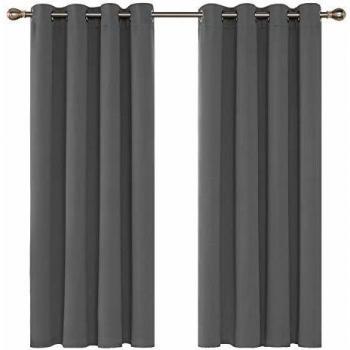 Deconovo Cortinas Opacas para Dormitorio Moderno con Aislamiento Térmico de Poliéster 2 Piezas 140 x 180 cm Gris Claro