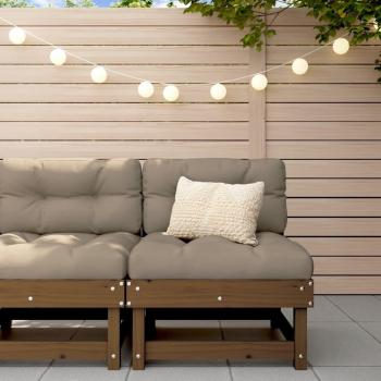 Sofá central de jardín vidaXL con cojines de madera de pino impregnada en colores natural, blanco y gris, conjunto para terraza y exterior