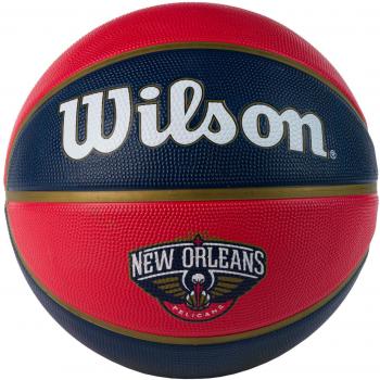 Balón de baloncesto Wilson NBA Team New Orleans Pelicans, tamaño oficial, diseño con los colores y logotipo del equipo, material de goma duradera para uso en exteriores e interiores