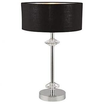 Lámpara de mesa Nueva Orleans 1 bombilla cromo con sombra interior negro/plata