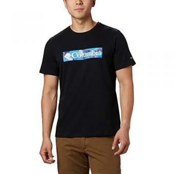 Columbia M Rapid Ridge Camiseta Estampada De Manga Corta, Hombre, Negro/Blanco