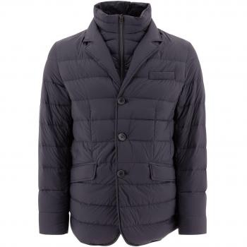 Herno Men's la Giacca Down Jacket - Blue, Size 50, Quilted Winter Jacket