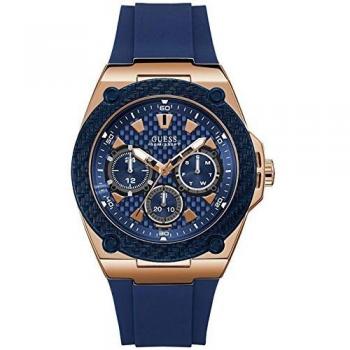 Guess Mens W1049G2 Legacy Rose Gold Tone Blue Resin Strap Wrist Watch