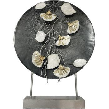 Figura Decorativa Romimex Black Metal Hojas 41 x 54 x 11 cm - Discos de metal para decoración de mesa