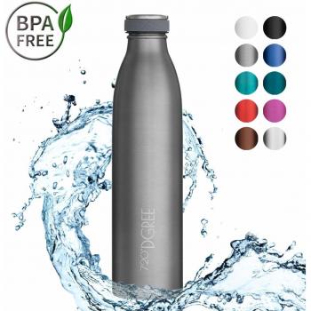 720°DGREE Botella Agua Acero Inoxidable “milkyBottle“ – 750ml - Sin BPA Free, Antigoteo y Prueba de Fugas - Frasco térmico, Cantimplora Aislada - Bebida con Gas, Deporte, Escuela, Gimnasio, Exteriore