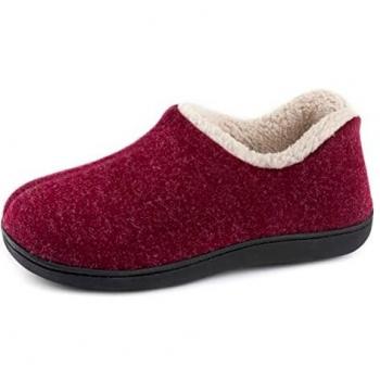 ULTRAIDEAS Zapatillas de casa de mujer con espuma de memoria y forro polar, con suela de goma antideslizante para interiores y exteriores,Rojo,40 EU