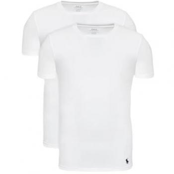 Camisetas Polo Ralph Lauren para hombre, pack de 2, cuello redondo, algodón elástico, color blanco, talla XL