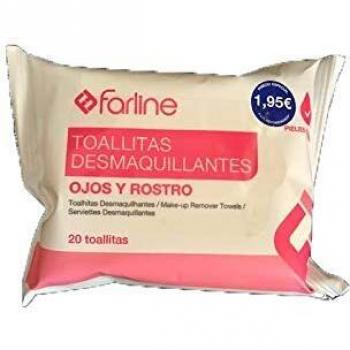 TOALLITAS DESMAQUILLANTES OJOS Y ROSTRO FARLINE 20 UNIDADES PIEL SENSIBLE