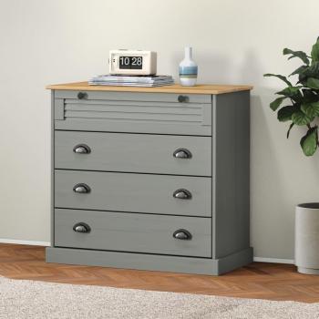 Gabinete de madera maciza de pino gris 80x40x76 cm