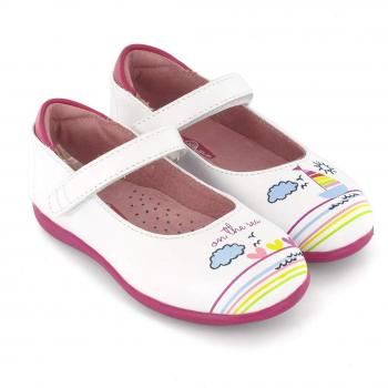 Mercedita en Piel Blanco con Fucsia