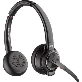 Auricular inalámbrico HP Poly Savi 8220 DECT estéreo con base de carga y micrófono para oficina/call center