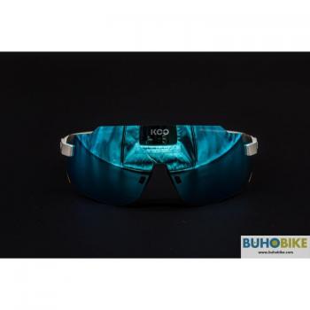 KOO Supernova Unisex Sports Sunglasses with Turquoise Mirror Lenses - White Matte Finish