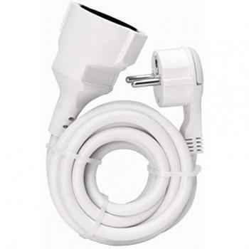 Kopp Cable de Extensión con Enchufe Plano, 2m, IP20, 250V (16A), Protección Mejorada para Uso Interior, Color Blanco
