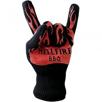 Los guantes Hellfire BBQ & ove son guantes para barbacoa extremadamente resistentes a las llamas y al calor. Cuentan con dedos de silicona y son aptos para parrilla, ahumador, pozo, chimenea, campamento u horno de cocina - con clasificación EN407 hasta 5