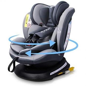 Reecle Silla de Coche Giratoria 360º con ISOFIX, Grupo 0+/1/2/3