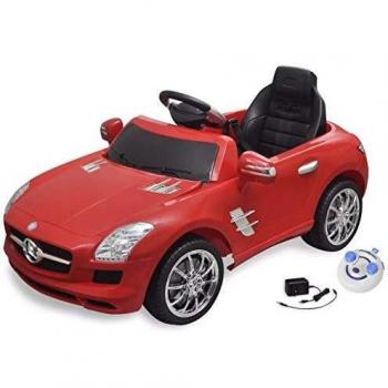 vidaXL Coche Correpasillos Eléctrico de Juguete con Mando Distancia Rojo