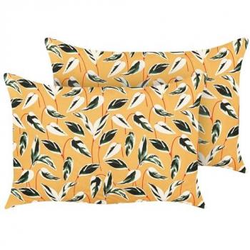 Set de 2 Cojines de Jardín Rectangulares Multicolor 40 x 60 cm con Motivo de Hojas en Poliéster Diseño Moderno