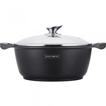 Cacerola profunda antiadherente de mármol con tapa de cristal, inducción, 24 cm, 3.8 litros - Royalty Line RL-BS24M