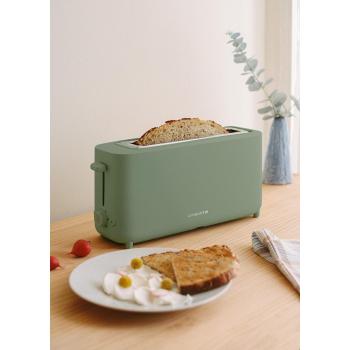Tostadora de Pan Moderna CREATE Toast Studio XL Verde Salvia - 2 Ranuras Anchas, 6 Niveles de Potencia, Seguridad Antideslizante, 950W