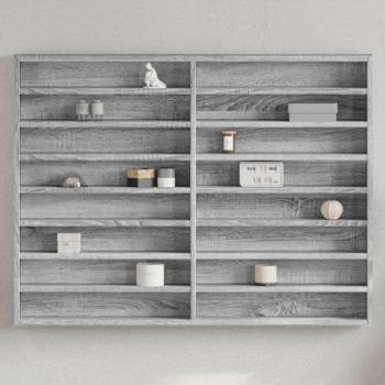 Vitrina de madera multicapa gris Sonoma 100x8,5x75 cm