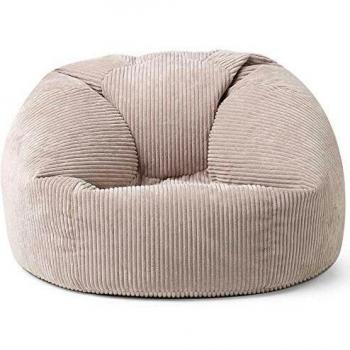 Pouf Clásico de Pana Beige - Icon Kingston, 85cm x 50cm, para Adultos y Niños, Oeko-Tex