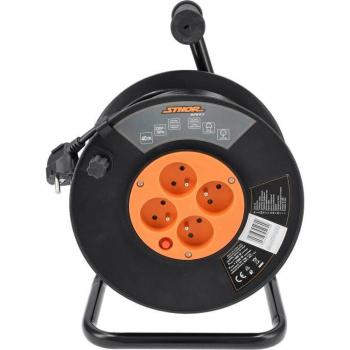 Przedłużacz na bębnie 40m Sthor 82693 - alargador de cable en tambor, longitud de 40 metros, con múltiples tomas, diseño portátil y resistente, ideal para uso en exteriores e interiores