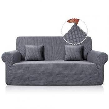 TAOCOCO Funda de Sofá Antideslizante Funda Sofá Jacquard Funda Elástica Protector de Muebles Lavable Antiácaros Antiarrugas（3 Plazas, Gris Claro）