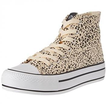 Zapatillas de Deporte Mujer Mustang 60172Lbe Beige con Estampado Animal Print y Cierre con Cordones