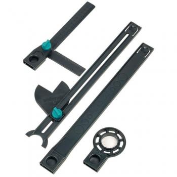 wolfcraft 5564000 - Marcador de agujeros, con formado por calibre de perforación, prolongación, tope angular y palpador; área de trabajo 300 mm, con prolongación 610 mm