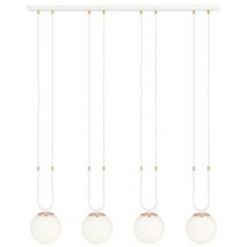 Lámpara de Suspensión Glam Blanca, Acero con Recubrimiento de Polvo y Vidrio, 92x115x15 cm