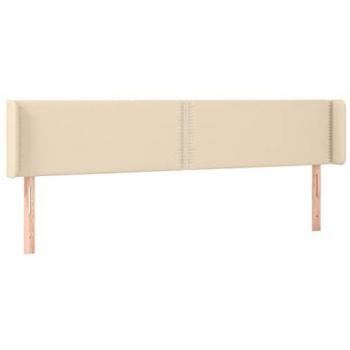 Cabecero de cama tapizado en tela crema con LED 183x16x78/88 cm