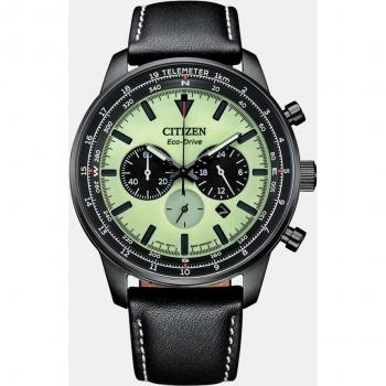 Citizen Reloj de hombre Eco-Drive OF2024 CA4505-21X de piel negro y verde