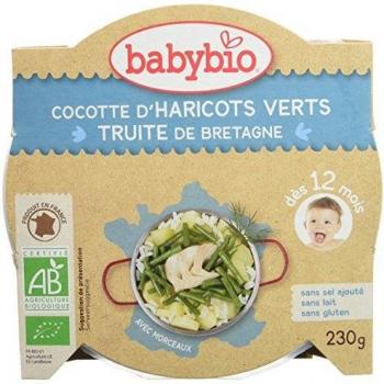 Babybio Cazuela de Judías Verdes Trucha 12 Meses y + Ecológica 230 g