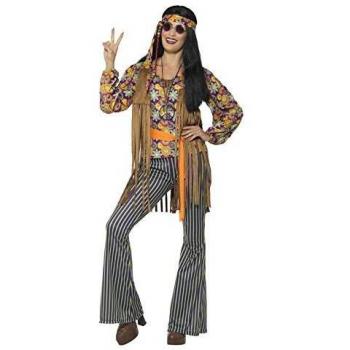 Smiffy's Smiffys-44681L Disfraz de Cantante Hippie años 60, para Mujer, con Camiseta, chalec, Multicolor, L - EU Tamaño 44-46 44681L
