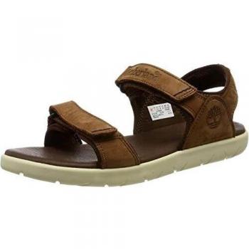 Timberland Nubble Leather 2 Strap, Sandalias de Punta Descubierta Unisex Niños, Marrón