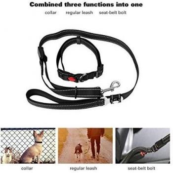 Collar Perro,3 en 1 Cinturón de Seguridad de Coche Para Perros/Cinturón de Nylon para trasportar mascotas,asa acolchada y collar ajustable para caminar para perros -Martingale Reflectante Nilón Ajustable para grandes perros medianos