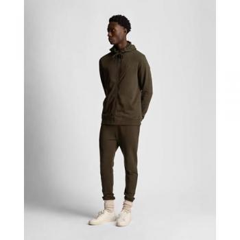 Lyle & Scott Tonal Eagle Zip-Up Hoodie in Olive