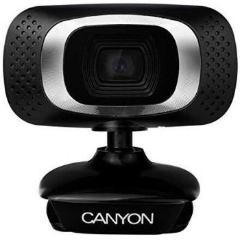 Canyon CNE-CWC3N Webcam HD 720p, resolución de 1280x720 píxeles, conexión USB, micrófono integrado, diseño compacto y ligero