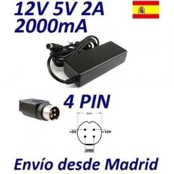 Cargador Corriente 12V 5V 2A 2000mA 4 Pin DIN Reemplazo Disco Duro Caja Externa Hard Drive Recambio Replacement