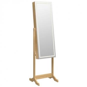 Espejo de pie con joyero y luces LED vidaXL, armario de joyería para salón, disponible en color marrón, blanco y negro