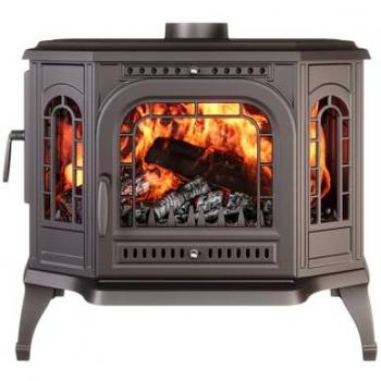 Estufa de Leña Independiente ECO P7 (10,5 kW) con Apertura Izquierda/Derecha de Hierro Fundido Negro