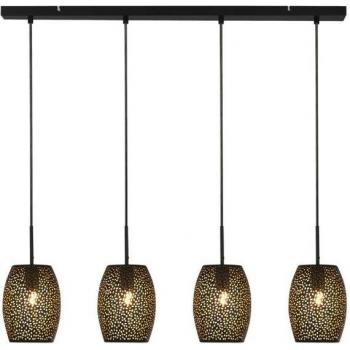 Colgante láser Acero dulce Negro mate, Oro 4 bombillas 30cm